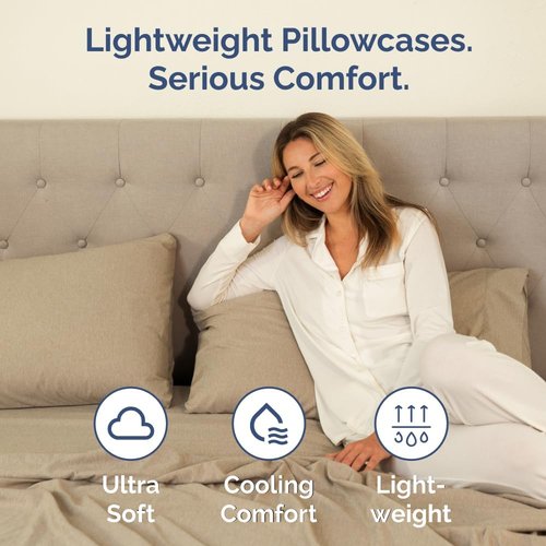 King Pillow Cases by Luxurious Home | Ultra Soft Hotel Quality - Wrinkle Free & Fade Resistant - 4 Piece Set in Heathered Tan