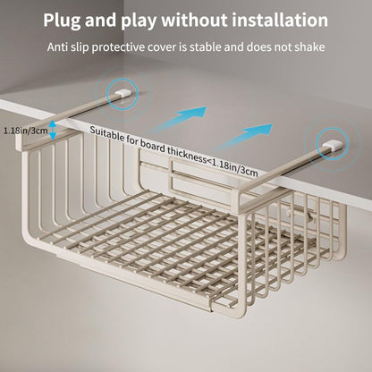 Janebert Extendable Under Shelf Storage Basket, Hanging Baskets Under Cabinet Shelf Organizer, for Cabinet Pantry Kitchen Cupboard Desk Counter Bookshelf Organization Space Saver Heavy Duty Slide-in