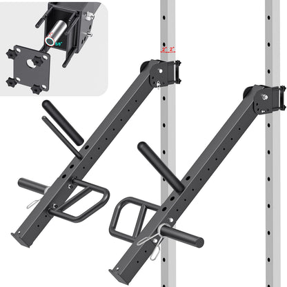 Kipika Power Rack Jammer Arms - Adjustable Height & Angle Lever Arm System for 2x2 Power Cages with 5/8" or 1" Holes - Fits 2-Inch Olympic Plates - 1 Pair (‎for 2" x 2" Racks with 5/8" or 1" Holes)