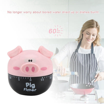 ‌shenruifa ‌‌‌‌‌‌Cute Cartoon Pig Kitchen Timer - Mechanical Cooking Timer Counter for Baking, Eggs & More (Pink)