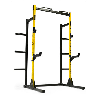 Cap Power Rack with Pull Up Bar & Attachments - Squat Rack & Strength Training Power Cage for Home Gym - Yellow
