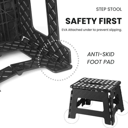 PandaEar 2 Pack Home Folding Step Stool, Lightweight Step Stool with 9 Inch Height for Kids, Sturdy Foot Stool for Kitchen, Bedroom, Bathroom & Bathroom, Black
