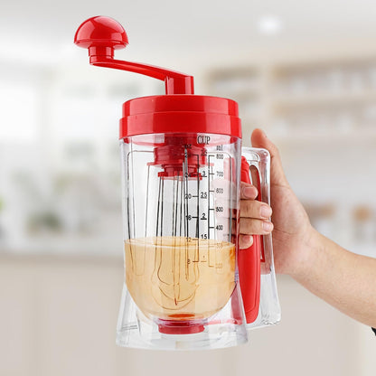 Pancake Mixer Batter Dispenser, Transparent ABS Cupcake Batter Dispenser with Scale, 11.4 x 4.3 Inches Single Hand Operated Pancake Batter Dispenser, Central Spout Design, Baking Tool for Kitchen