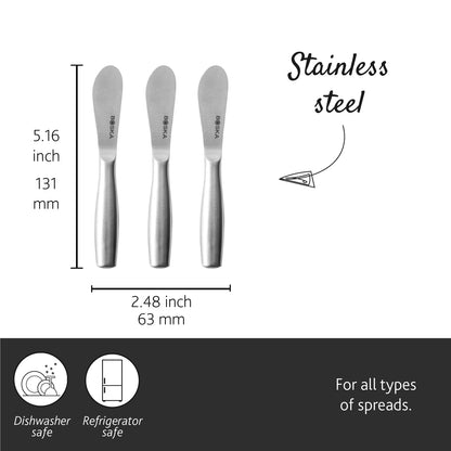 BOSKA Cheese Spreading Knives Mini Copenhagen – 3 Stainless Steel Cheese Spreaders for Butter, Soft Cheese & Appetizers – Elegant Butter Knife Set for Cheese Boards & Entertaining