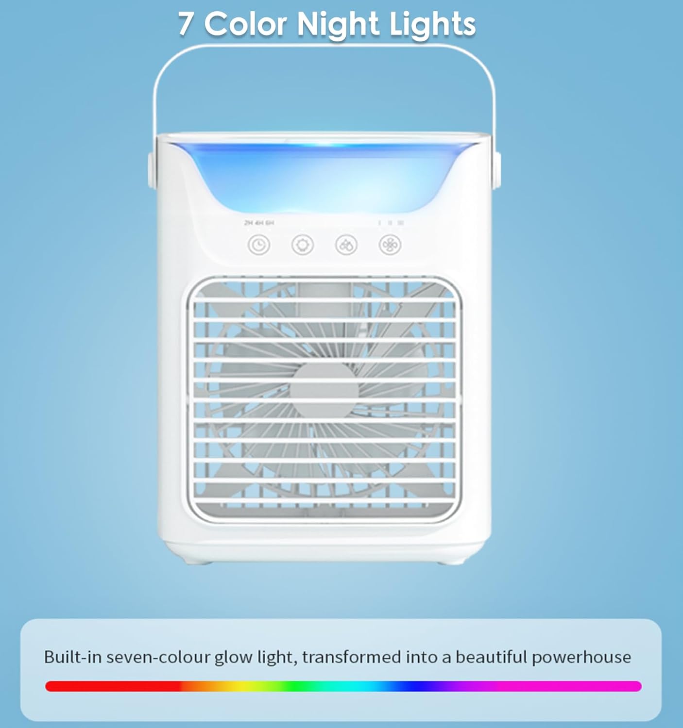 Personal Air Cooler - Portable Air Conditioner, 3 in 1 Air Cooling Fan with 3 Wind Speeds, Large Water Tank, Colorful