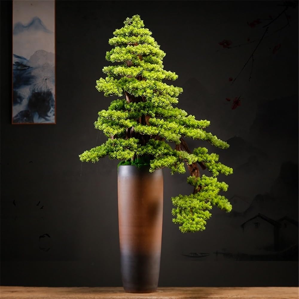XJOYSL7921 Artificial Bonsai Artificial Bonsai Tree Light Luxury Floor Ornaments Living Room Entrance Decoration Fake Plants Potted Plants for Home Office