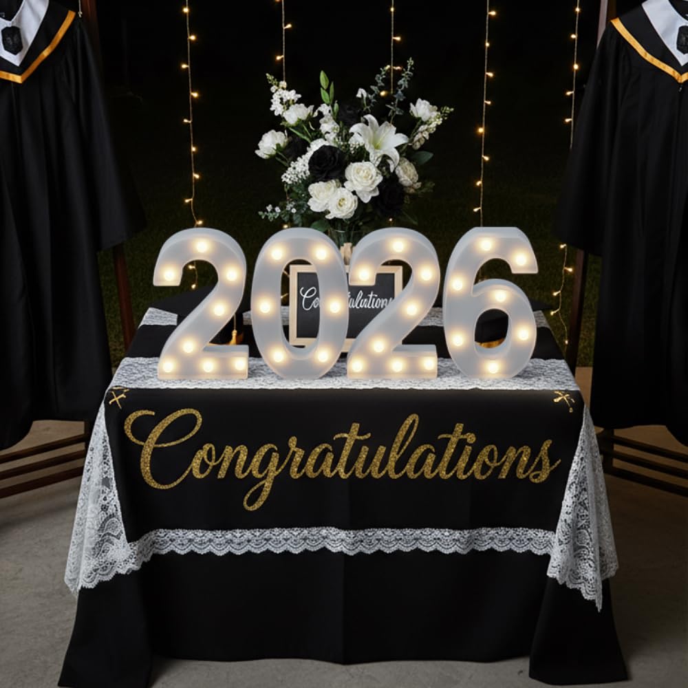 2026 LED Marquee Numbers, LED Marquee Letter Lights New Year Decor, Grad 2026 Sign Light up Letters for Graduation Decorations, Class of 2026 Light Up Numbers for High School College Graduation Party