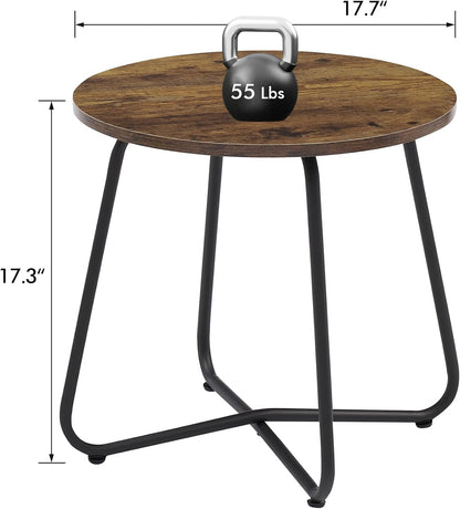 VECELO Small Round Metal Side Snack Table for Outdoor & Indoor Use - Anti-Rust Design