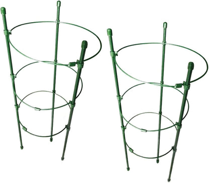 Orgrimmar 17.7" Balcony(Pack 2) Vine Trellis Support Flowers Plants Cage Triple Plastic Pillar with Iron Rings Vine