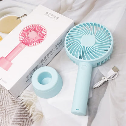 Honbay Handheld Rechargeable Fan, Portable USB Mini Fan with Base for Home, Office, Travel, Blue