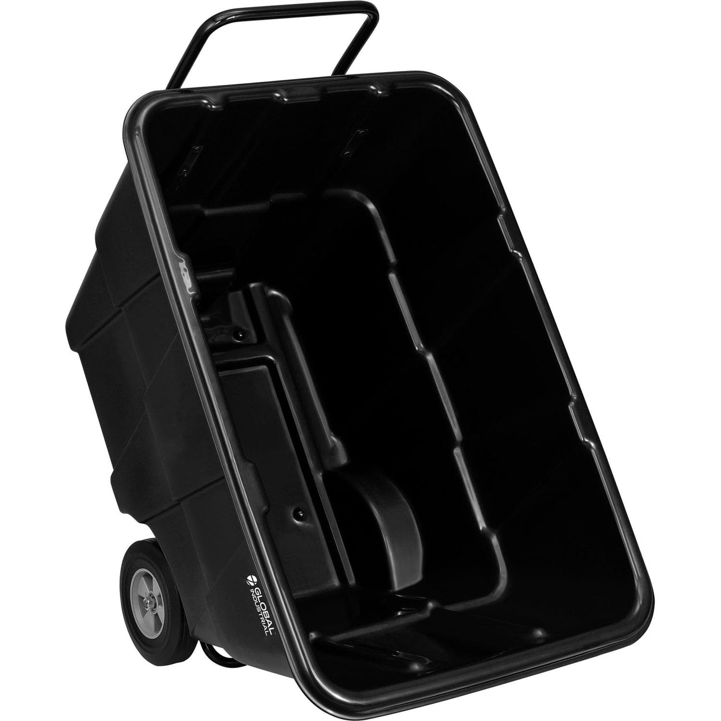 Global Industrial Standard Duty Plastic Tilt Truck 1/2 Cubic Yard Capacity 850 Lb. Capacity, Black, Cart for Construction Commercial Industrial Transportation