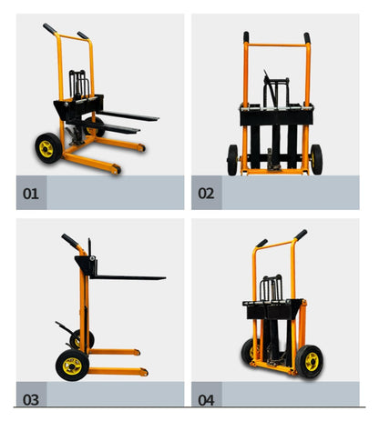 Foldable Hydraulic Lift Winch Stacker Manual Forklift Pallet Jack Pallet Truck Ideal for Warehouse Workshop
