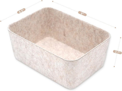 Felt Storage Bins Drawer Organizer Box for Junk, Stationery, Cosmetic, Makeup, Craft Jewelry Sorting (S, Oatmeal Bin)