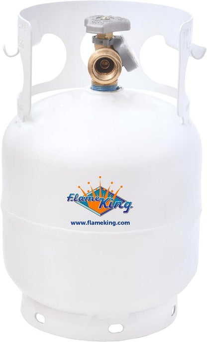 Flame King 5lb Steel Propane Tank Cylinder - Gauge & OPD Valves for Grills, BBQs, Camping & Outdoors | White