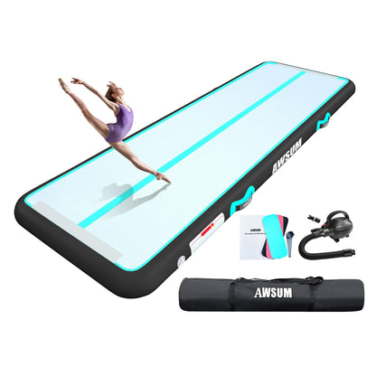 AWSUM 13ft x 3.3ft x 8inches Inflatable Gymnastics Training Mat Air Tumbling Mat Tumble Tracks with Electric Air Pump for Water/Gym/Yoga