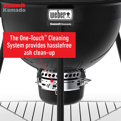 Weber Summit® Kamado E6 Charcoal Grill, Black – Dual‑Walled Insulated Steel Kamado with 24" Cooking Area, Porcelain‑Enameled Kettle & One‑Touch Cleaning System