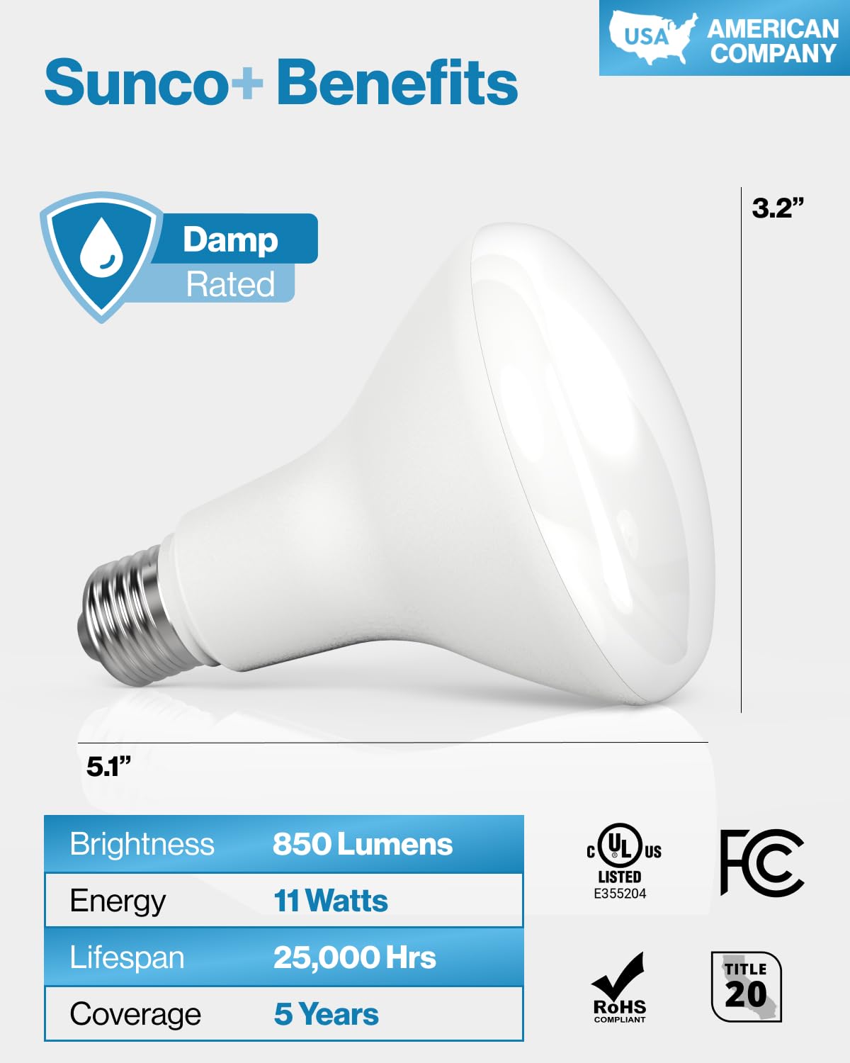 Sunco 6 Pack BR30 Light Bulb LED Recessed Can Light Bulbs, Indoor Flood Lights 850 LM, 11W (65W Equivalent), 3000K Warm White, Dimmable, E26 Base, for Home, Kitchen, Bedroom UL