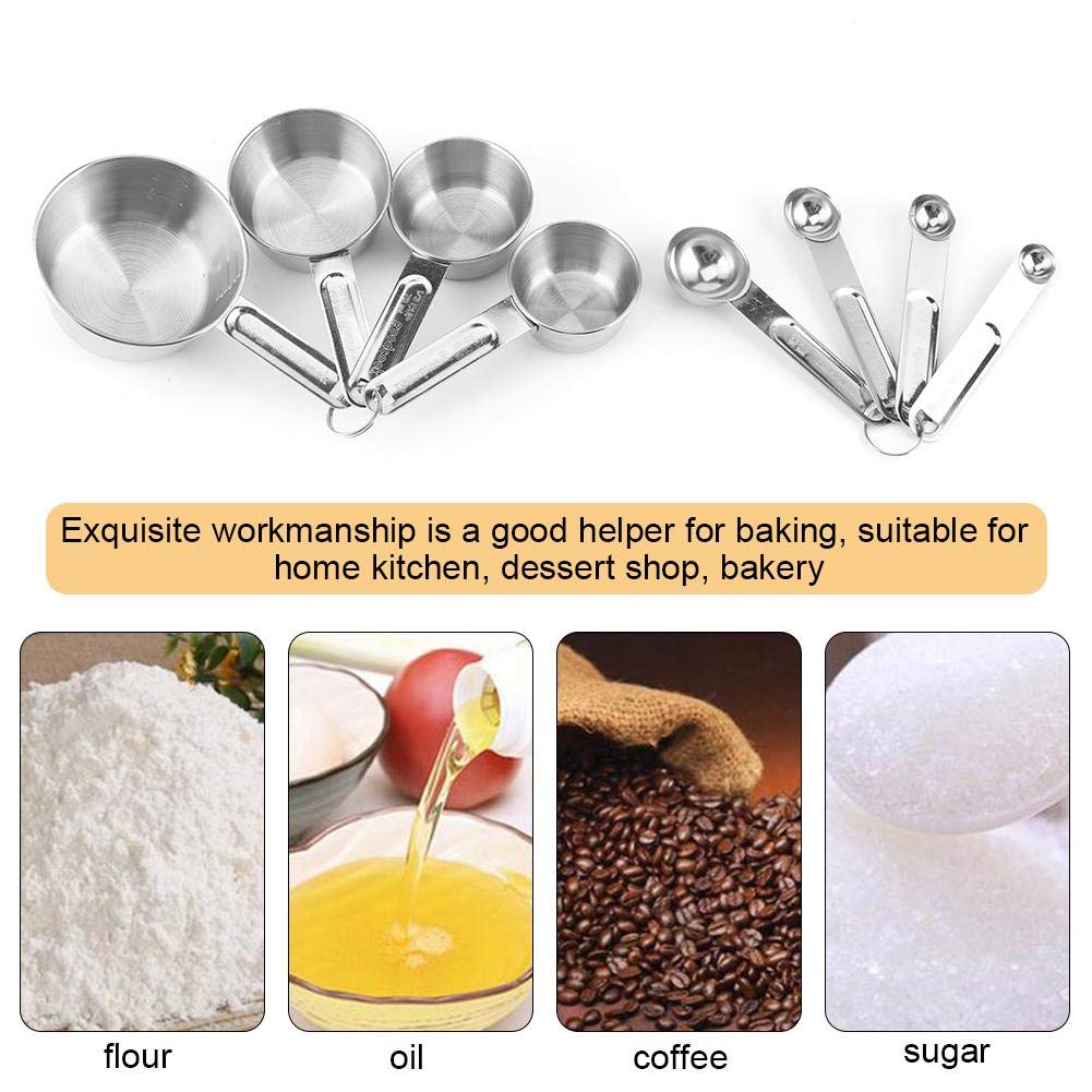 8 Pcs/Set Stainless Steel Baking Tools Measuring Cup for Making Cakes Measuring Cup, for Making Bread Other Desserts for Home Kitchen Desserts/Bakeries