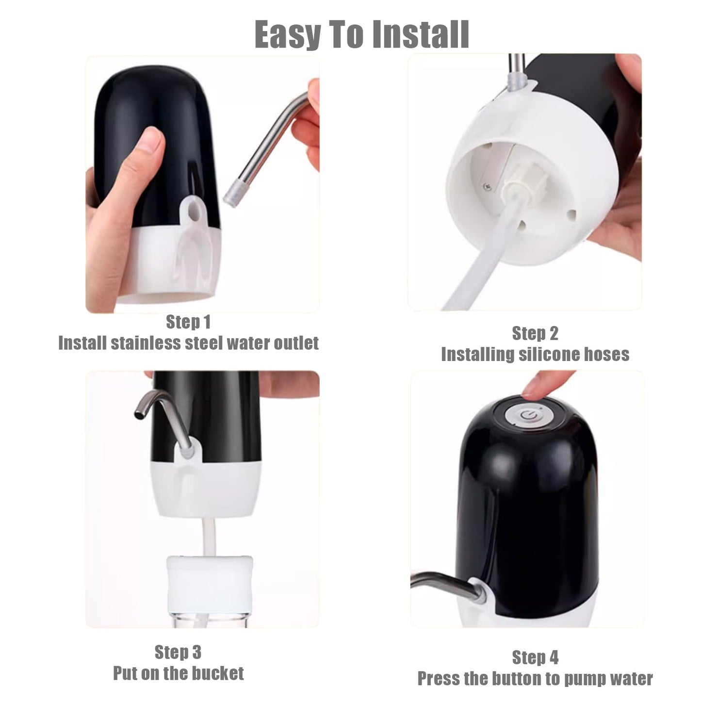 Double Pump Gallon Water Dispenser Portable Water Pump for 5 Gallon Bottle USB Charging Water Dispenser for 5 Gallon Bottle,Fast Pumping Speed