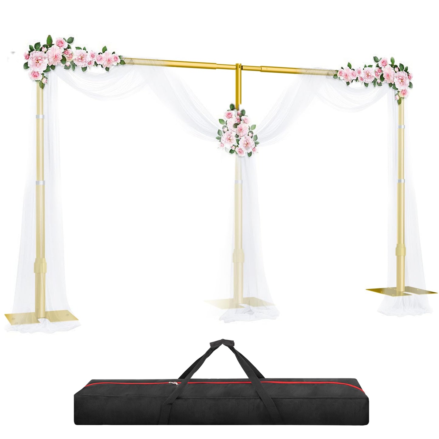 GLOSHOOTING Heavy Duty Backdrop Stand 10x20ft, Pipe and Drape Backdrop Stand Kit, Adjustable Metal Frame, Background Stand Back Drop for Wedding Birthday Party Decorations-Gold