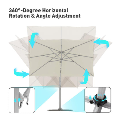COSIEST 10'x10' Patio Umbrella Cantilever Outdoor Rectangular Offset Umbrella with 360°Rotation, Double Top Heavy Duty Windproof Aluminum Frame for Pool Garden Deck Backyard