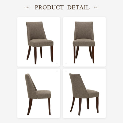 COLAMY Upholstered Dining Chairs Set of 4, Mid Century Modern Kitchen Chairs with Back, Farmhouse Fabric Side Dining Room Chairs with Wood Legs for Dining Room Restaurant, Brown