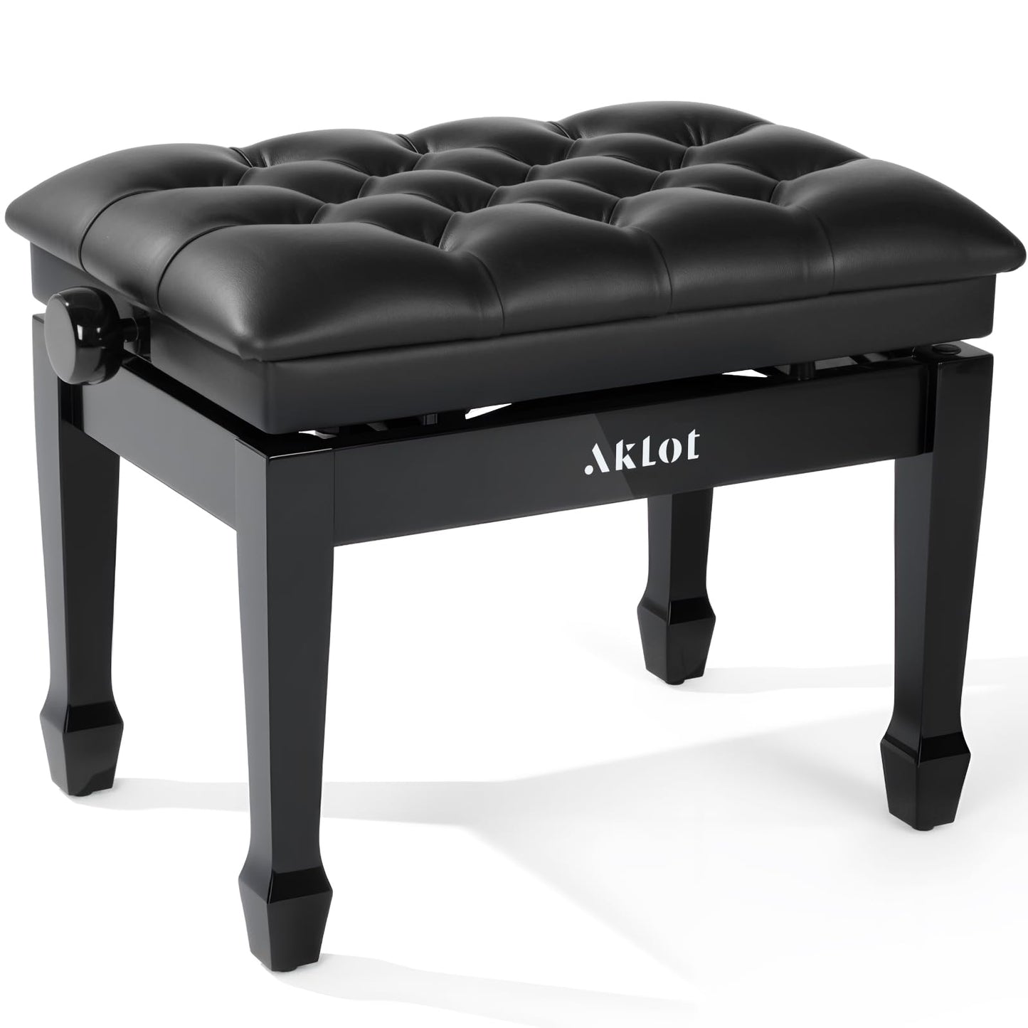 AKLOT Hydraulic Piano Bench, Keyboard Bench with Padded Cushion, Ajustbale Heavy Duty Piano Seat with High-Density Sponge, Piano Stool 23.22"X 15.75" Solid Wooden Piano Chair for Pianist（Black
