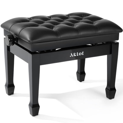 AKLOT Hydraulic Piano Bench, Keyboard Bench with Padded Cushion, Ajustbale Heavy Duty Piano Seat with High-Density Sponge, Piano Stool 23.22"X 15.75" Solid Wooden Piano Chair for Pianist（Black