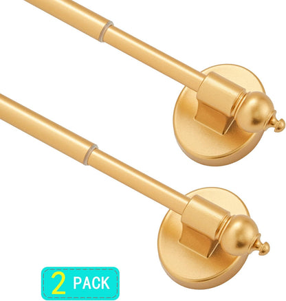 Magnetic Curtain Rods - Multi-Use Adjustable Appliance for Metal Doors, Windows, 16-28 Inch, Gold, 2 Pack, No Tools