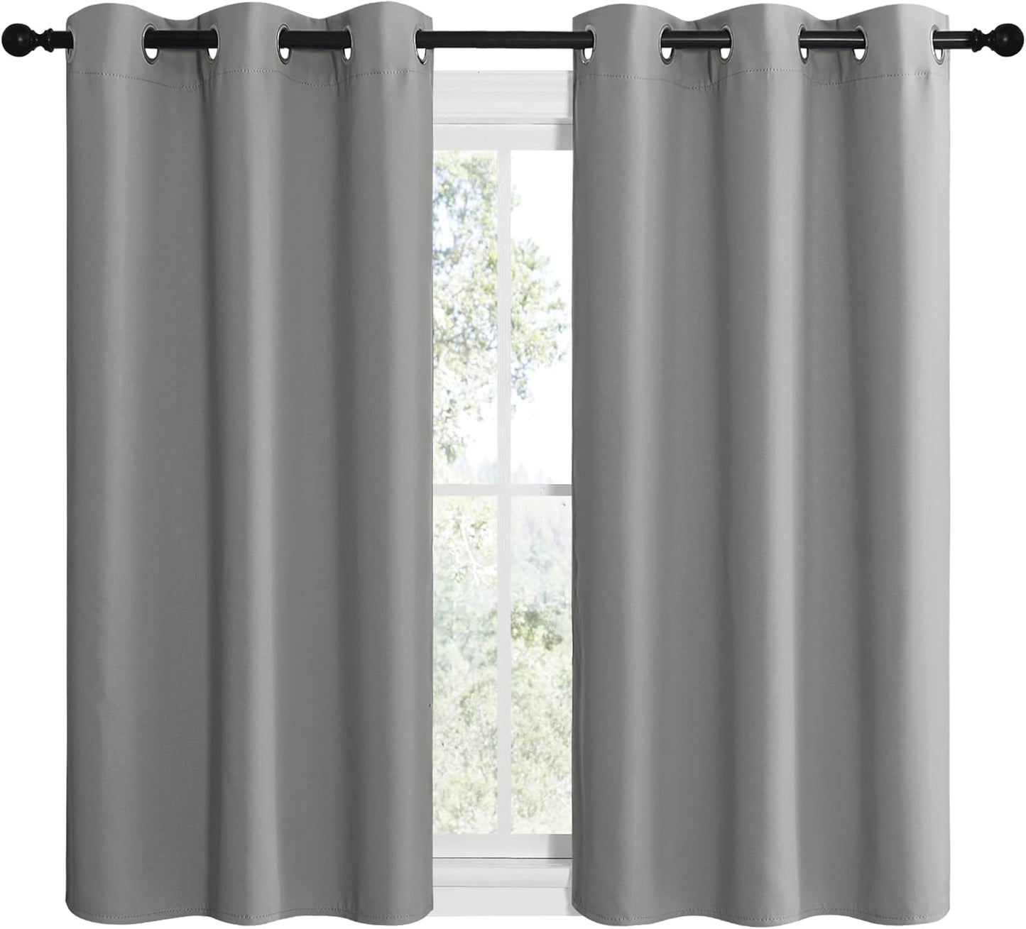NICETOWN Silver Grey Thermal Insulated Blackout Curtains - Kids' Nursery Drapes (2 Panels, W42 x L48-Inch)