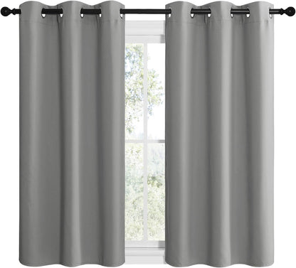 NICETOWN Silver Grey Thermal Insulated Blackout Curtains - Kids' Nursery Drapes (2 Panels, W42 x L48-Inch)