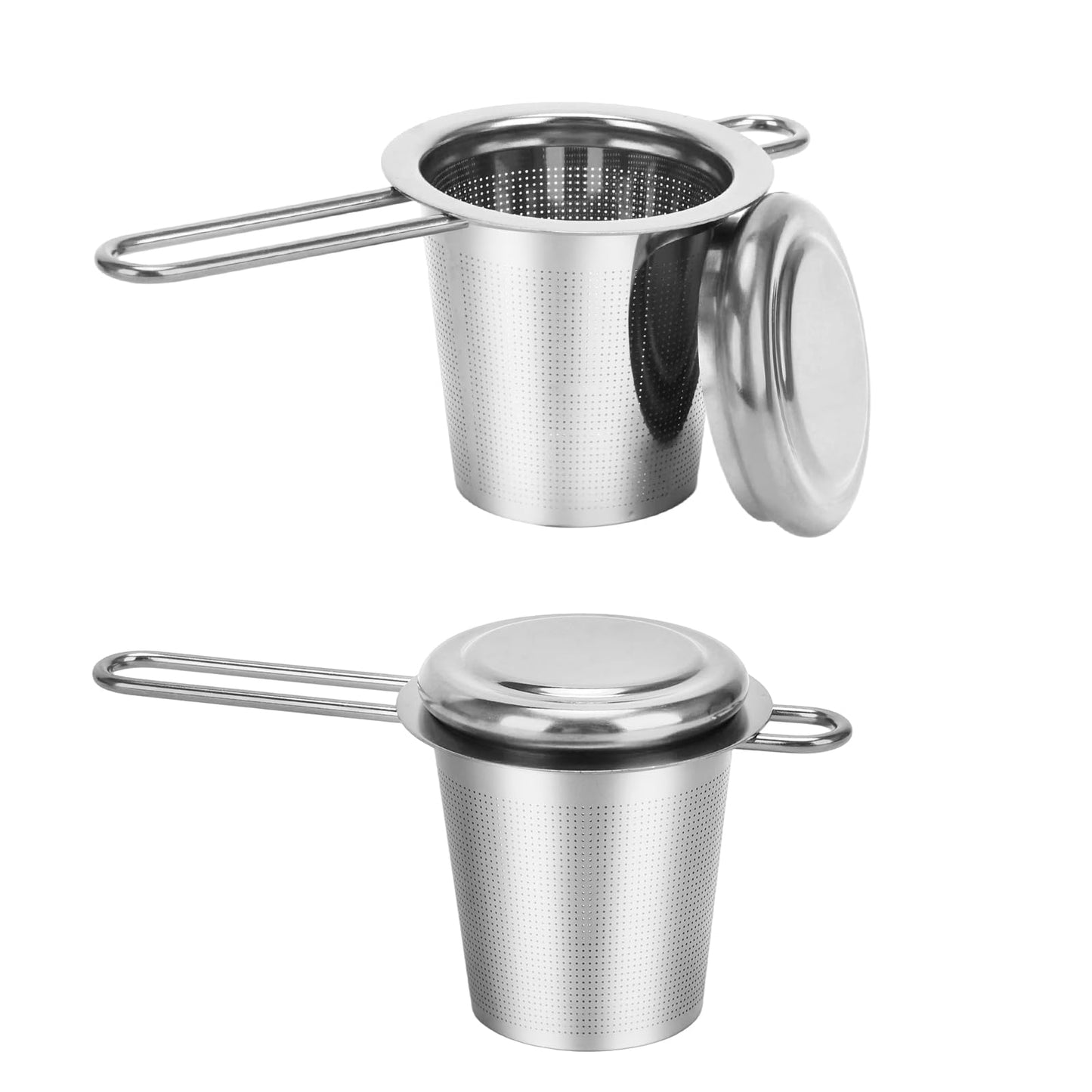 2pcs Tea Diffuser, Stainless Steel Tea Strainer Fine Mesh Tea Infuser with Double Long Handles Loose Leaf Tea Steeper for Mugs Cups Teapots (Silver)