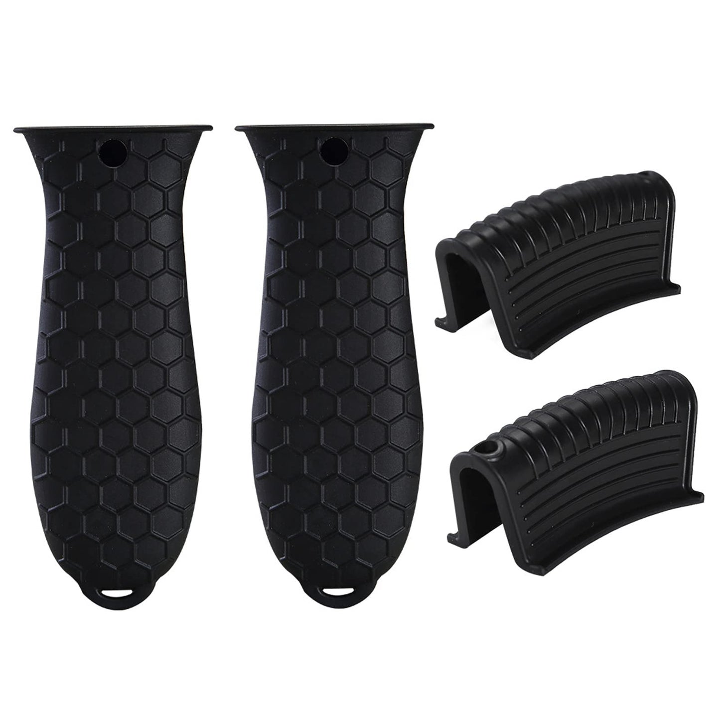 4 Pieces Silicone Hot Tool Holder Heat Resistant Potholder Cookware Handle Non Slip Rubber Pot Holders Handles Grip Covers for Cast Iron Skillet Silicone Cooking Kitchen Suits