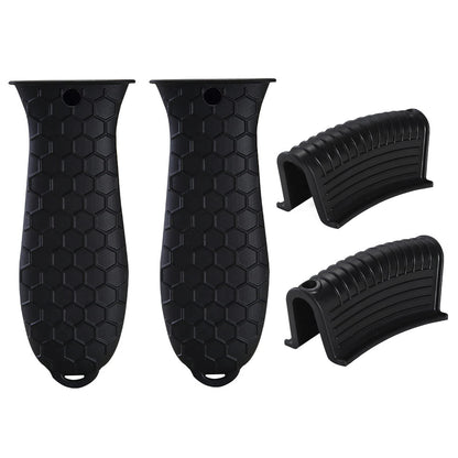 4 Pieces Silicone Hot Tool Holder Heat Resistant Potholder Cookware Handle Non Slip Rubber Pot Holders Handles Grip Covers for Cast Iron Skillet Silicone Cooking Kitchen Suits