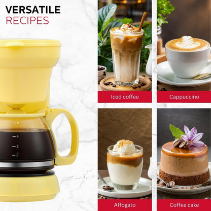 Holstein Housewares 5 Cup Drip Coffee Maker, User Friendly with Permanent Filter, Yellow