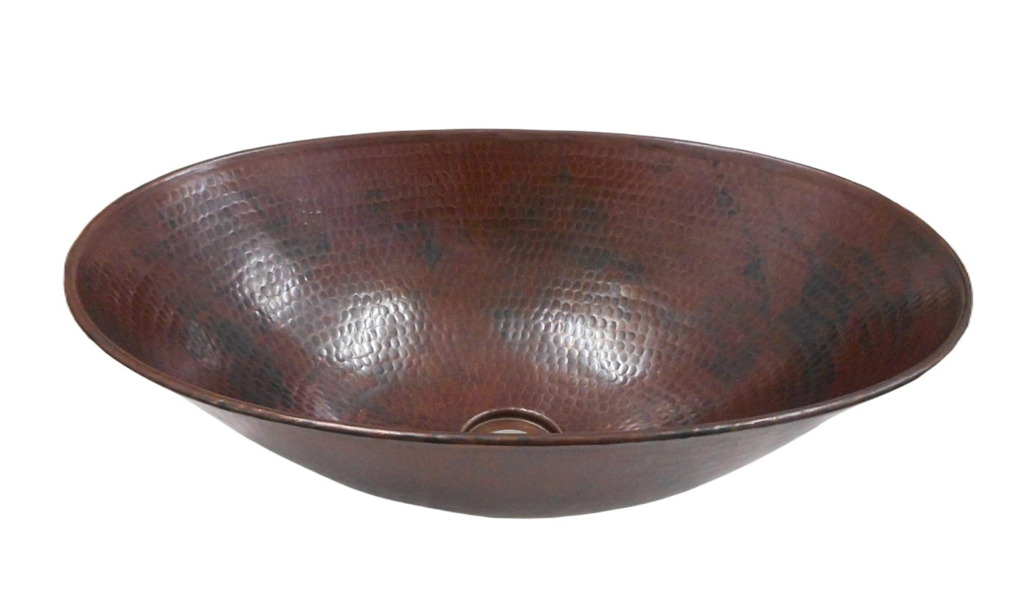 Simply Copper 17" Oval Hand Hammered Vessel Copper Vanity Bathroom Sink
