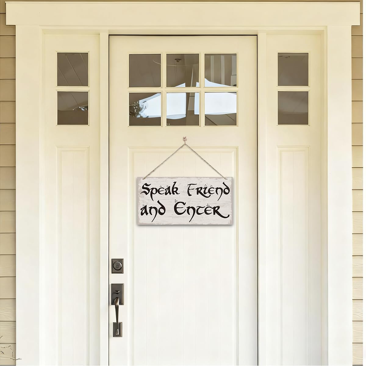 Speak Friend And Enter Sign, Entry Way Front Door Wooden Hanging Decor, Funny Wall Decor, Farmhouse Wood Sign, Bar Pub Wall Decoration, Home & Office Decorations 7x14 Inches