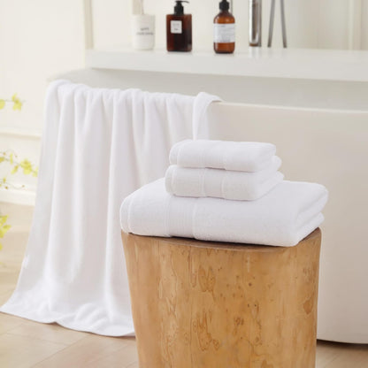 27x55 Set 100 650GSM (White,Pack 6) Bath Towels Percent Cotton Luxury Super Soft Absorbent Bathroom Towels
