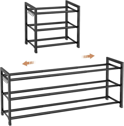 18.5''- 47'' Closet, 3 18 Expandable Shoe Rack - Adjustable Shoe Rack for Tier Long Shoe Shelf Storage for Pairs Shoe