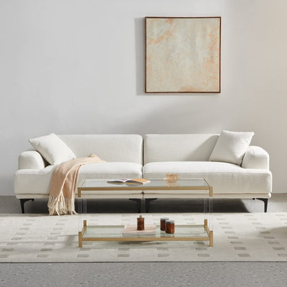 AGV LIGHTING 202205 BLEVIO Coffee Table, Modern Design Dual-Layer Coffee Table, Perfect for Living Space, Ultra-Clear Glass Top, Transparent Acrylic Leg & Gold Finish Metal Frame