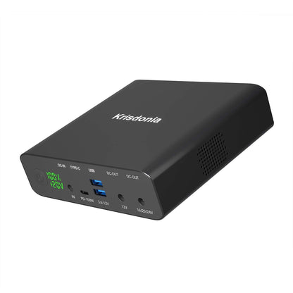 Krisdonia Portable Laptop Charger 32000mAh 100W PD Power Bank, External Battery Pack with 1 USB-C PD3.0 Port, 2 DC Ports, 2 USB QC3.0 Ports for Laptops, Tablets, Smartphones and Other Devices
