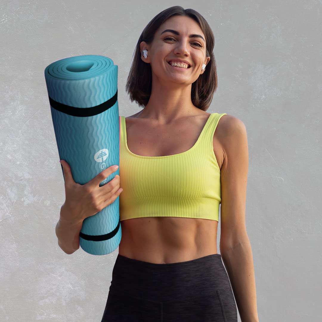 GYMENIST Thick Exercise Yoga Floor Mat Nbr 24 X 71 Inches, Great for Camping Cardio Workout Pilates Gymnastics