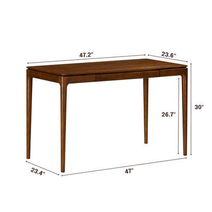 NTC Mingle Modern Wooden Rectangle Desk Table with Hidden Drawer – Waterproof & Heat Resistant, Dark Walnut