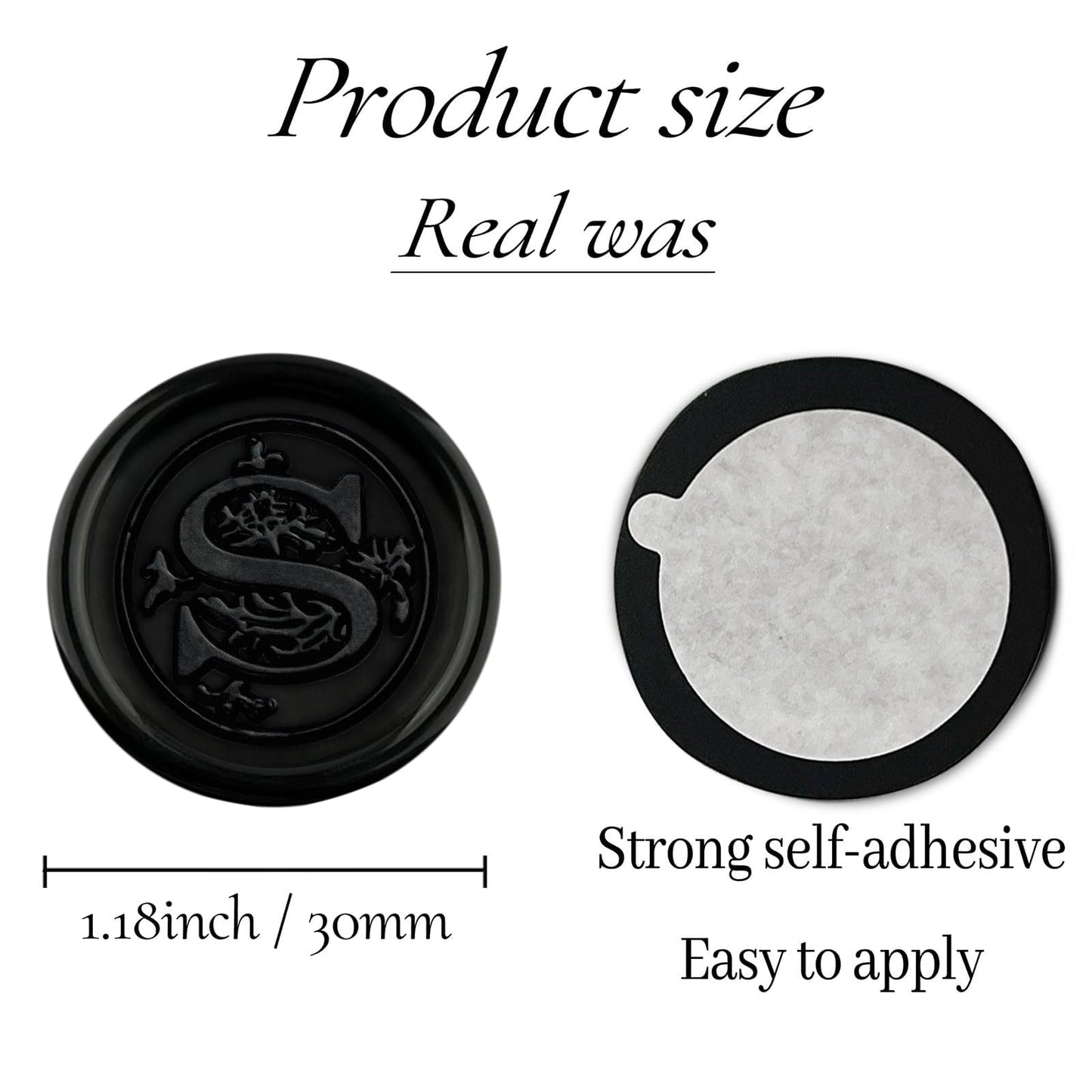 100Pcs Black Wax Seal Stickers Handmade Envelope Seals Self Adhesive Letter Wax Stickers for Wedding Party Invitations, Envelope, Gift Wrap, Christmas(Initial S, Black)