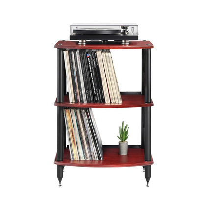 Pangea Audio Vulcan TT LP Record Player Turntable Stand Rack with Vinyl Storage Rosenut Red