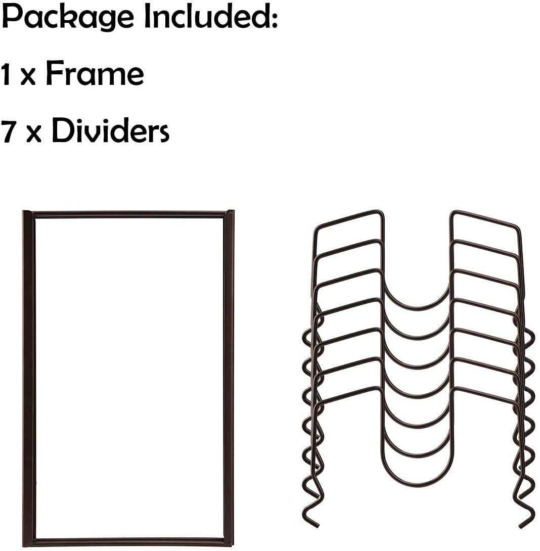 Toplife Pots and Pans Organizer Rack for Cabinet and Countertop, 10+ Pot Lids, Bakeware and Cookware Organizer Rack Holder with 10 Adjustable Compartments - Brown