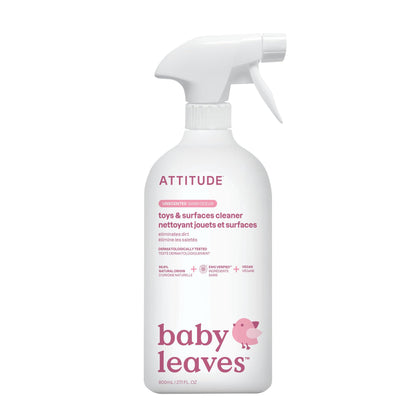 ATTITUDE Baby & Kids Toy Cleaner Spray, EWG Verified, Multi-Surface Cleaner for Toys, High Chairs & Play Areas, Naturally Derived, Vegan, Unscented, 27.1 Fl Oz
