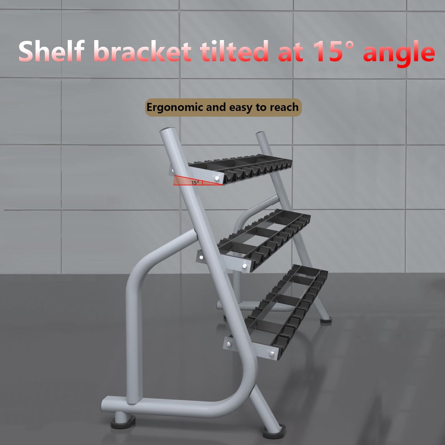 Commercial Steel Dumbbell Rack, 3 Tier Home Fitness Strength Training Dumbbell Storage Rack, 500kg Capacity, Silver, 3mm Thick Reinforced Dumbbell Racks