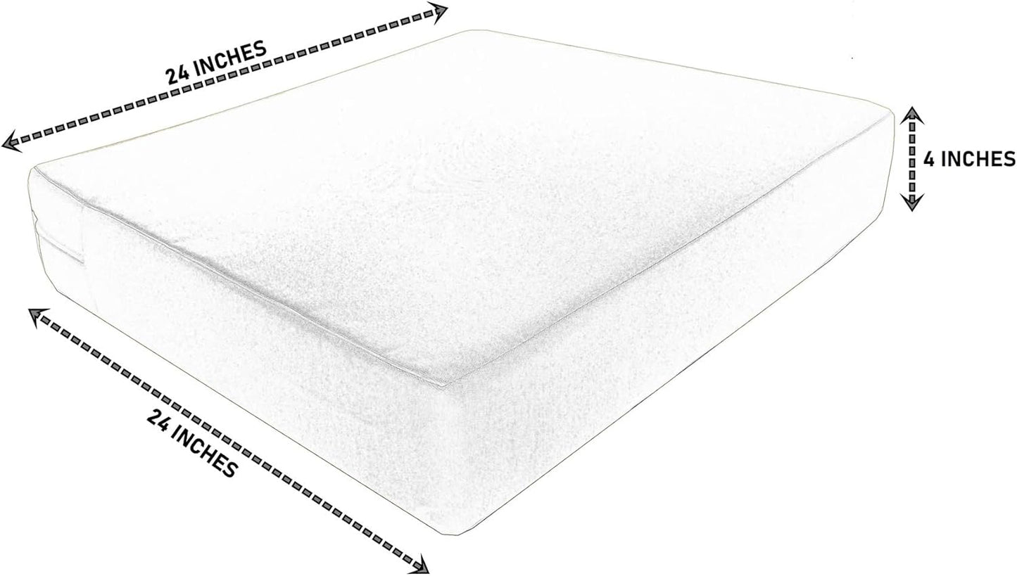 CozyLounge 24"x24"x4" (2 Indoor Outdoor Water Repellent High UV Resistant Patio Chair Cushion Cover (Just Black