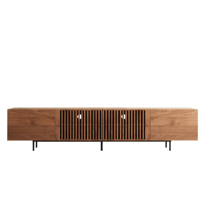 NessCarsti Mid Century Modern TV Stand for 80+ Inch TVs, 94.48" Walnut Console with Ample Storage – Stylish Entertainment Center for Living Room or Bedroom